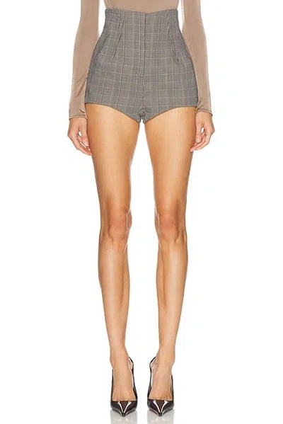Mugler High Waist Cigarette Short In Gray