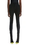 Mugler High Waist Colorblock Bonded Jersey & Denim Skinny Jeans In Black