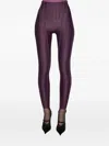 Mugler High-waist Panelled Leggings In Purple