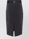 Mugler High Waist Skirt With Star Detail And Back Slit In Black