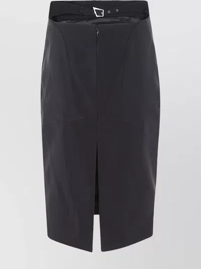 Mugler High Waist Skirt With Star Detail And Back Slit In Black