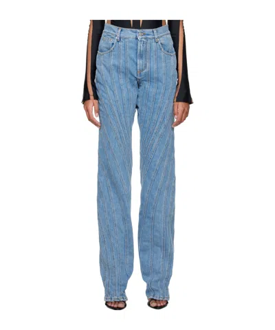 Mugler High-waisted Flared Jeans In Blue