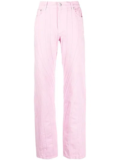 Mugler High-waisted Flared Trousers In 粉色
