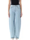 Mugler Lace-up Detail Denim Trousers With Back Pockets In Blue