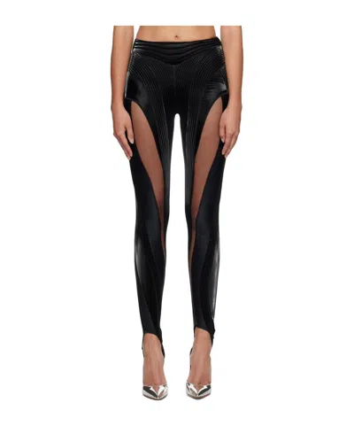 Mugler High-waisted Multi-panel Leggings In Black