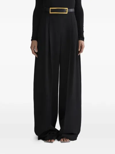 Mugler Wide Leg Trousers Featuring Cut-out Design In Black