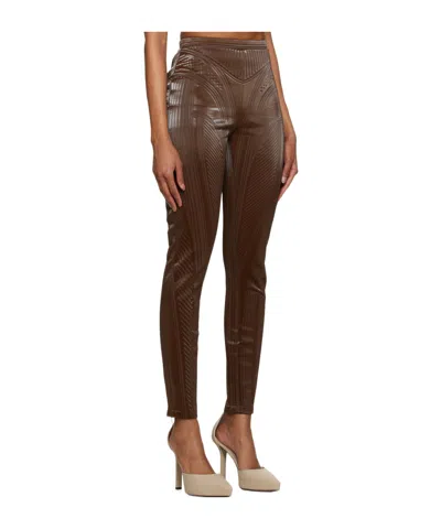 Mugler High-waisted Trousers In Brown