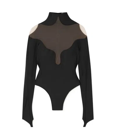 Mugler High-neck Bodysuit In Black