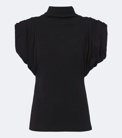 Mugler High-neck Wool-blend Top In Black