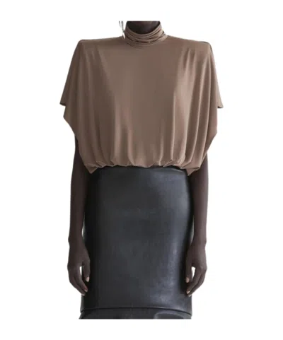 Mugler High-necked Bodysuit In Brown