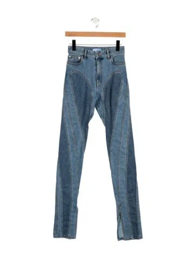 Pre-owned Mugler High-rise Flared Jeans In Blue