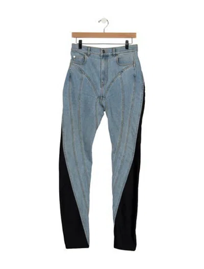 Pre-owned Mugler High-rise Skinny Leg Jeans In Black/blue