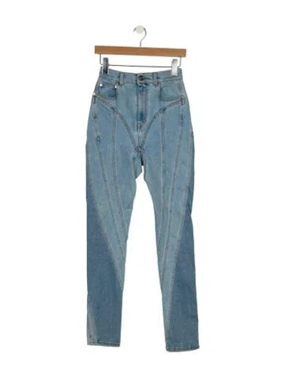 Pre-owned Mugler High-rise Skinny Leg Jeans In Blue
