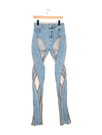 Pre-owned Mugler High-rise Skinny Leg Jeans In Blue