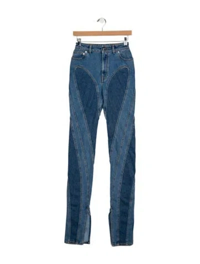 Pre-owned Mugler High-rise Straight Leg Jeans In Blue