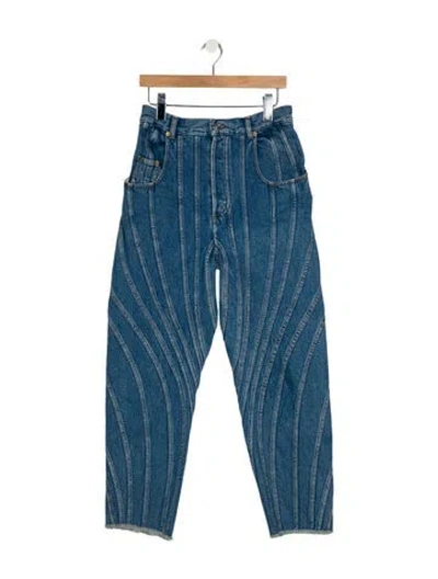 Pre-owned Mugler High-rise Straight Leg Jeans In Blue