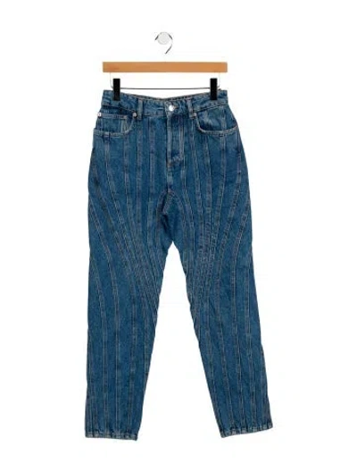 Pre-owned Mugler High-rise Straight Leg Jeans In Blue
