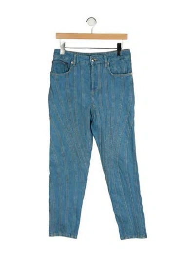 Pre-owned Mugler High-rise Straight Leg Jeans In Blue