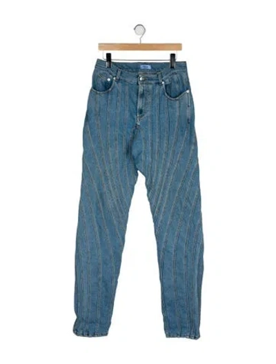 Pre-owned Mugler High-rise Straight Leg Jeans In Blue