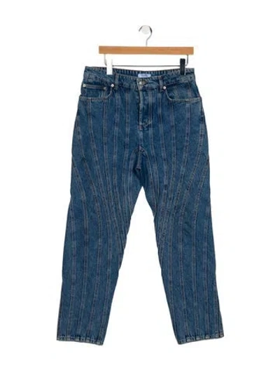 Pre-owned Mugler High-rise Straight Leg Jeans In Blue