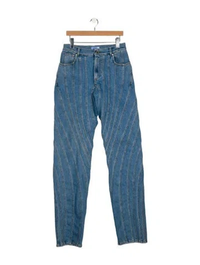 Pre-owned Mugler High-rise Straight Leg Jeans In Blue