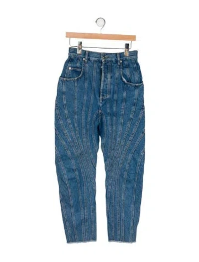 Pre-owned Mugler High-rise Straight Leg Jeans In Blue