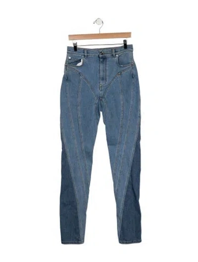 Pre-owned Mugler High-rise Straight Leg Jeans In Blue