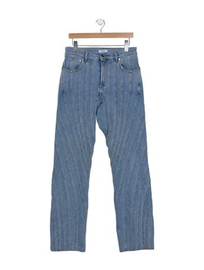 Pre-owned Mugler High-rise Straight Leg Jeans In Blue