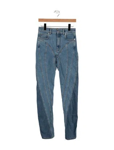 Pre-owned Mugler High-rise Straight Leg Jeans In Blue