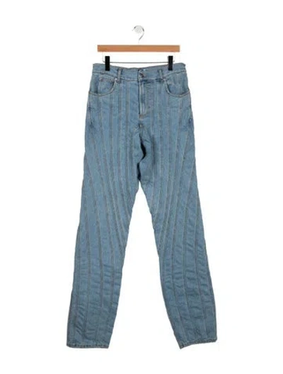 Pre-owned Mugler High-rise Straight Leg Jeans In Blue