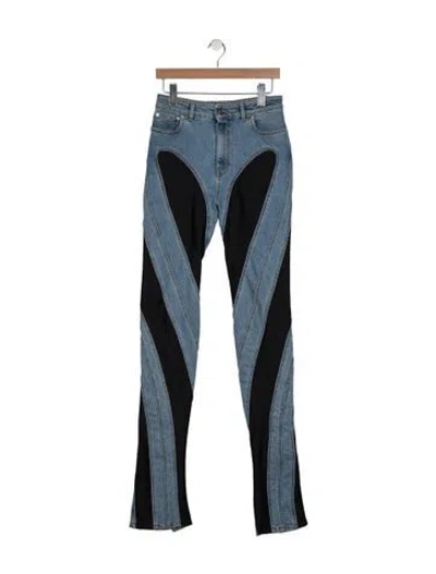 Pre-owned Mugler High-rise Straight Leg Jeans In Blue