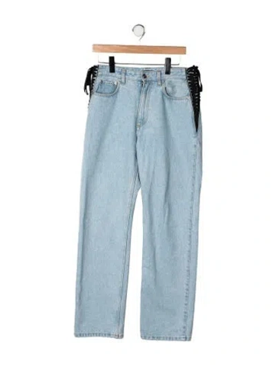 Pre-owned Mugler High-rise Straight Leg Jeans In Blue