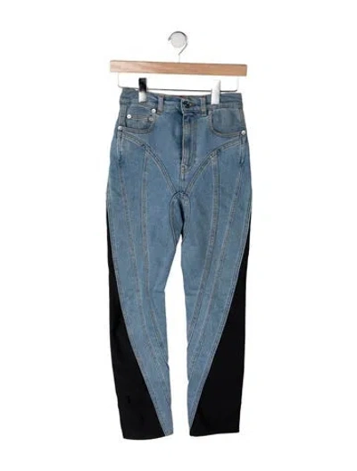 Pre-owned Mugler High-rise Straight Leg Jeans In Blue