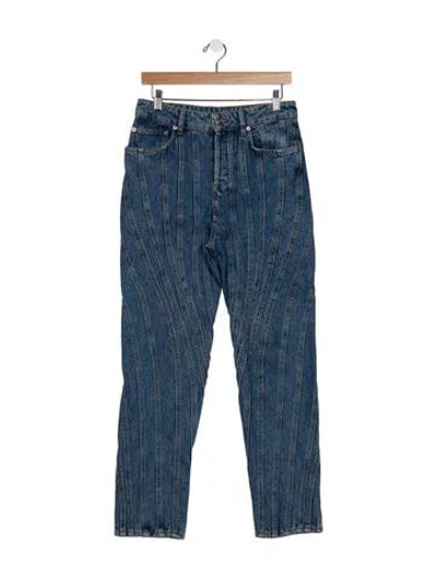 Pre-owned Mugler High-rise Straight Leg Jeans In Blue