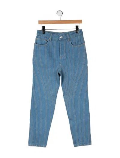 Pre-owned Mugler High-rise Straight Leg Jeans In Blue
