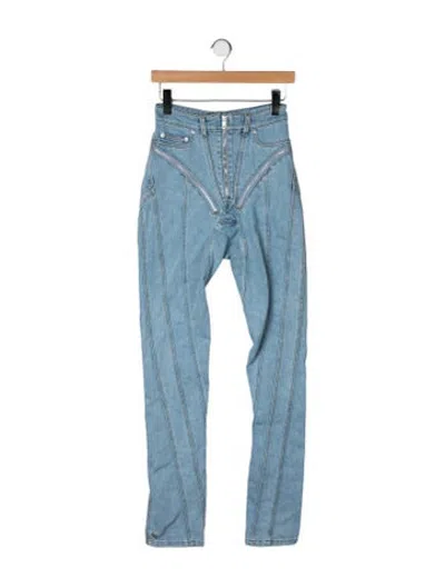 Pre-owned Mugler High-rise Straight Leg Jeans In Blue