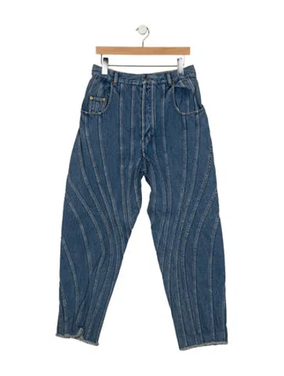 Pre-owned Mugler High-rise Straight Leg Jeans In Blue