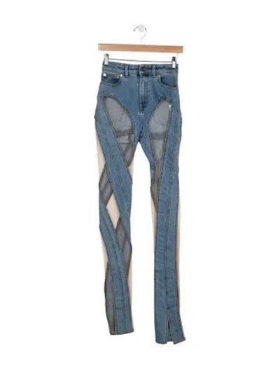 Pre-owned Mugler High-rise Straight Leg Jeans In Blue/neutrals