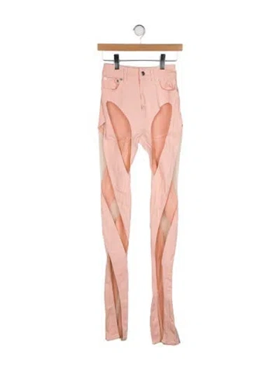 Pre-owned Mugler High-rise Straight Leg Jeans In Pink