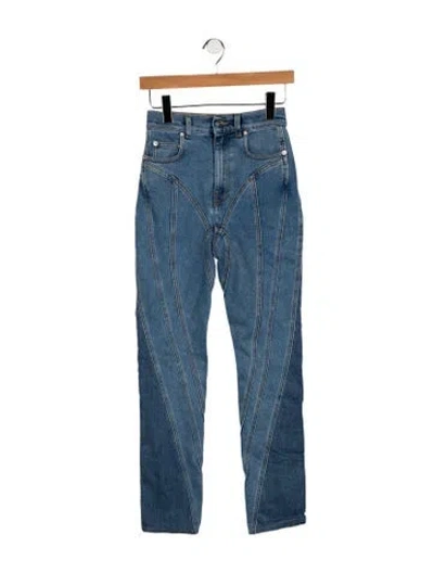 Pre-owned Mugler High-rise Straight Leg Jeans W/ Tags In Blue
