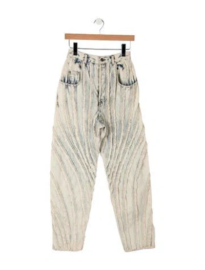Pre-owned Mugler High-rise Wide Leg Jeans In Blue