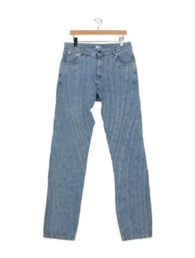 Pre-owned Mugler High-rise Wide Leg Jeans In Blue
