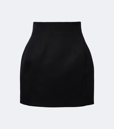 Mugler High-rise Wool Miniskirt In Black