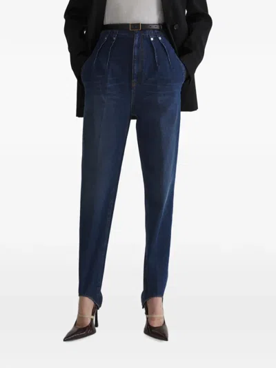 Mugler Hight Waist Denim Pants In Blue