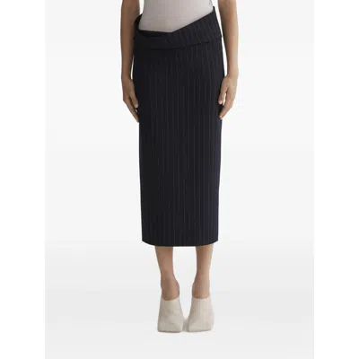Mugler High-waisted Pinstriped Pencil Skirt In Black