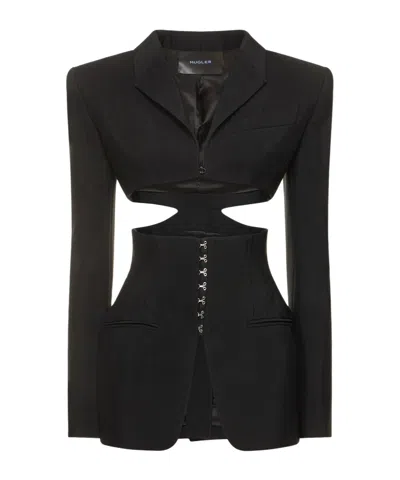 Mugler Hollowed-out Casual Jacket In Black