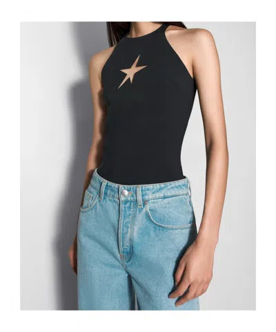 Mugler Hollowed-out Star Top In Blue