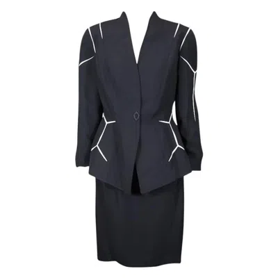 Pre-owned Mugler Honeycomb Motif Suit In Black