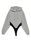 Mugler Hooded Bodysuit In Gray