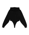 Mugler Cotton Hooded Bodysuit In Black